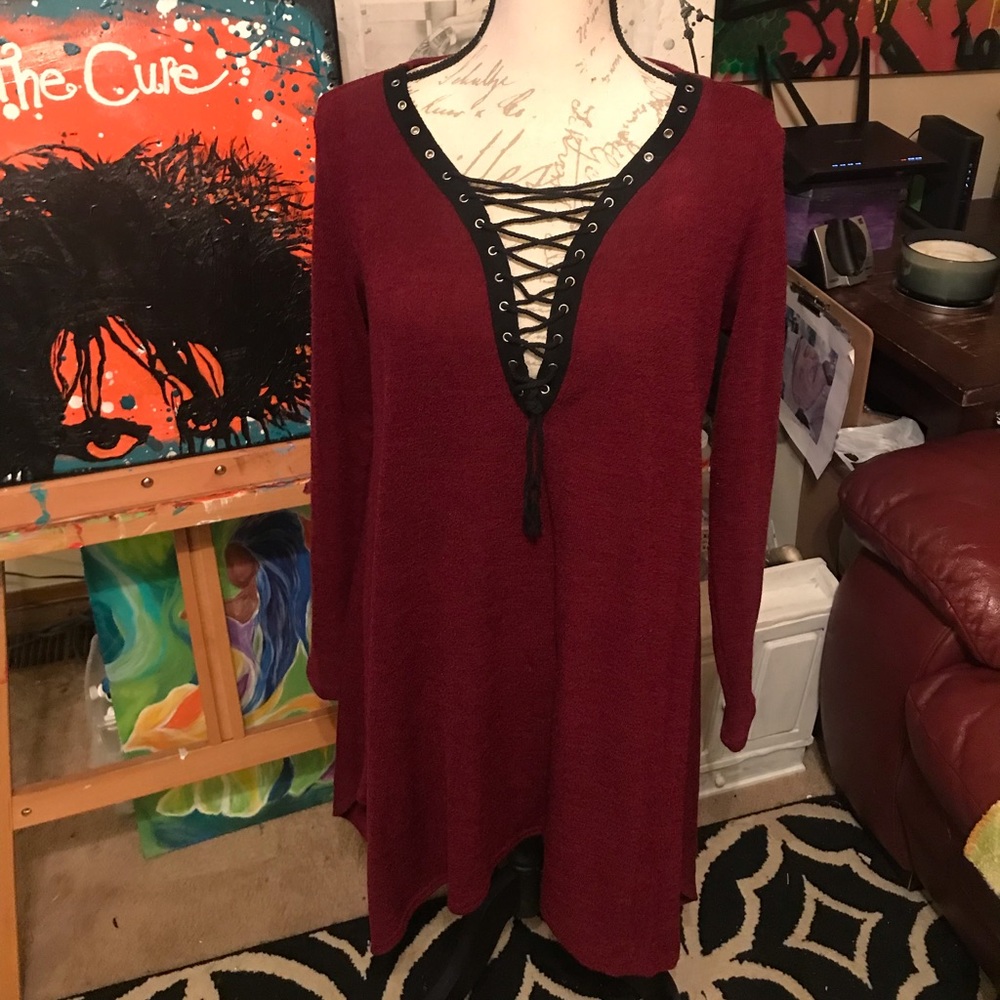 Jodifl top/dress, corset lace up front, unique hem size xl
